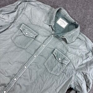 BKE Vintage Western Shirt Mens 2XL Green Athletic Fit Pearl Snap Long Sleeve